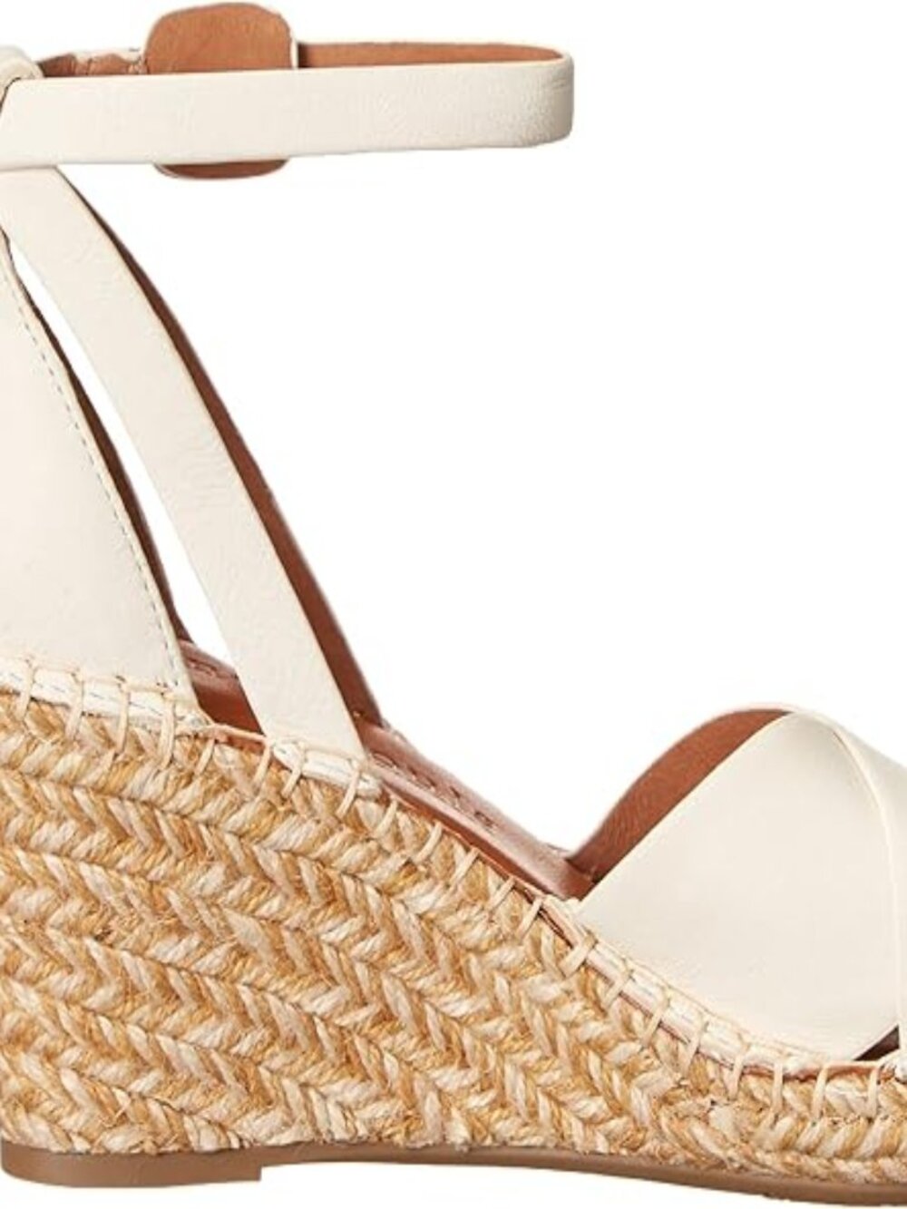 Gentle Souls Women's Charli X Band Buckle Espadrille Wedge Sandal, Off White, 5